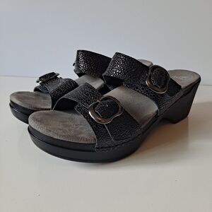 Dansko Sophie Metallic Python Sandals Size 38